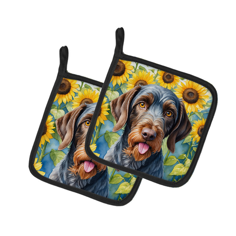Caroline's Treasures In Sunflowers Floral Polyester Potholder Set