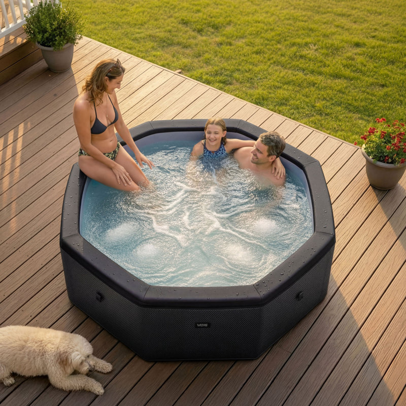 Wave Como | 6-Person Eco Foam Hot Tub | Octagon | Wi-Fi Integrated Heater, Pebble White