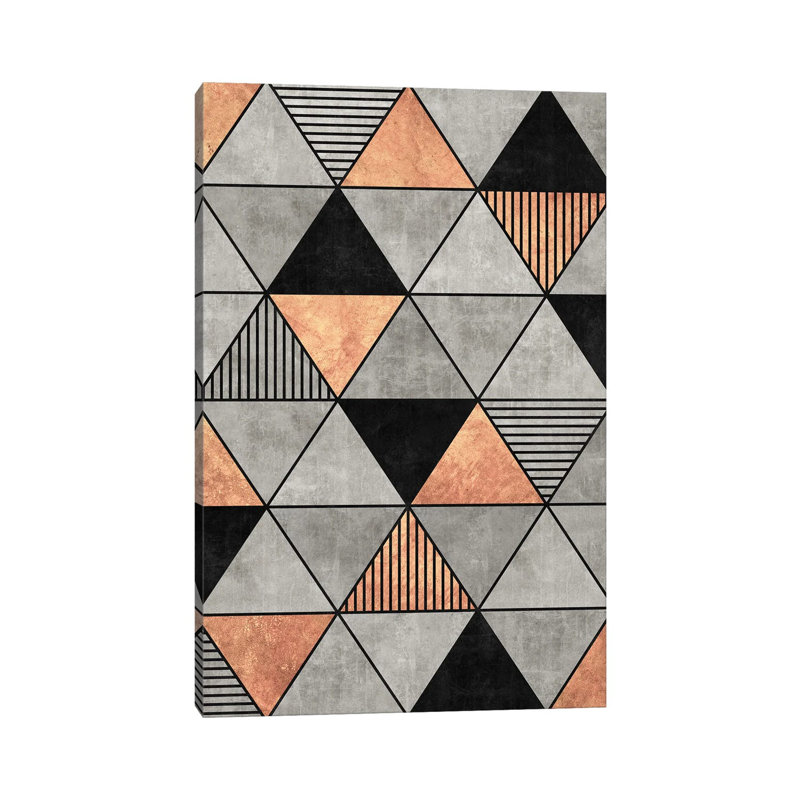 Béton et triangles de cuivre 2, H 18 po x l 12 po x P 1,5 po