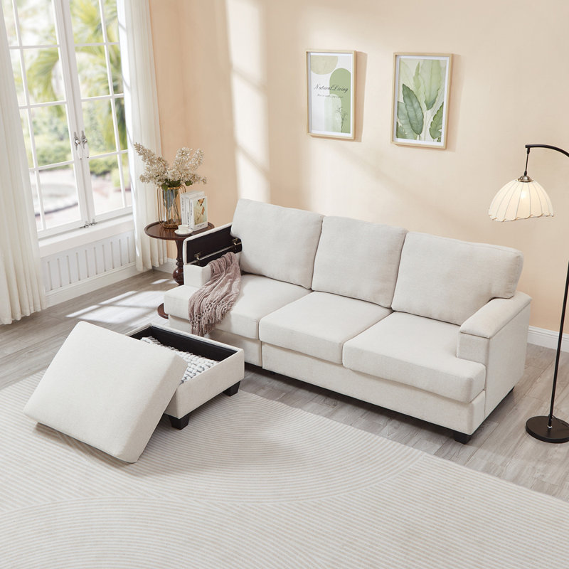 Canapé modulaire confortable avec coussin épais, Beige