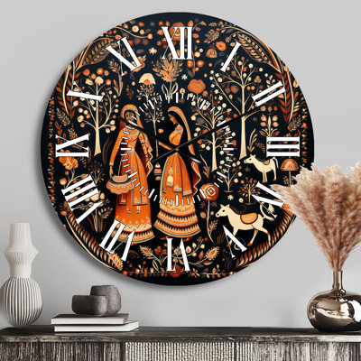 Horloge murale «Indian Art Rajasthani Folklore Tales II»