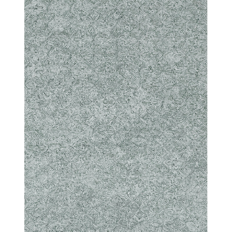 Tapis blanc / vert en laine touffeté à la main Barranco, Rectangle 7 pi 6 po x 9 pi 6 po