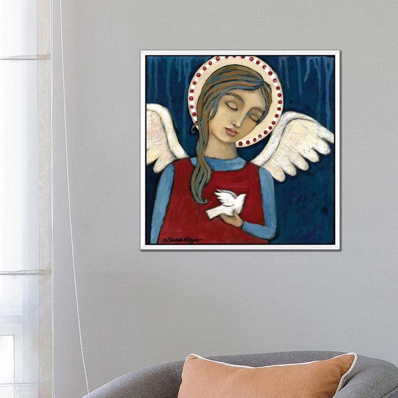 Symbol Of Peace by Teresa Kogut - Painting on Canvas, White Framed, 66.04 cm H x 66.04 cm W