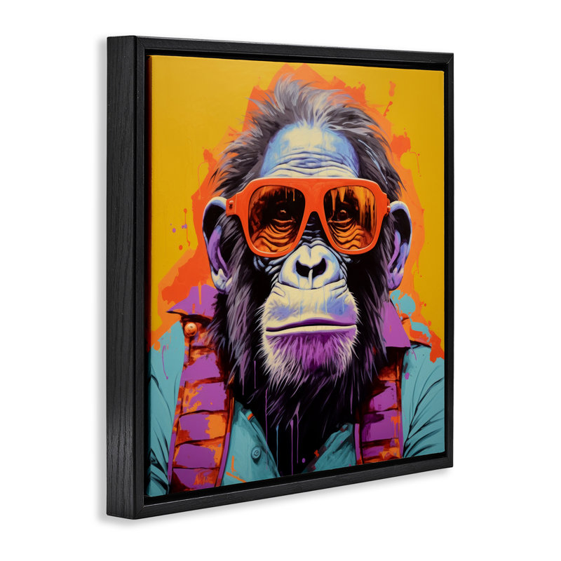 Pop Style Gorilla, 18" H x 18" W, Jet Black Floater Frame
