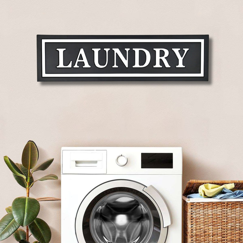 Décoration murale en métal galvanisé The Wording Laundry, Noir