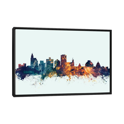 Série d’horizons : jackson, mississippi, usa on blue, reproduction d’art sur toile tendue