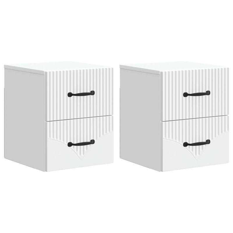 34.5cm W Manufactured Wood Bedside Table, White