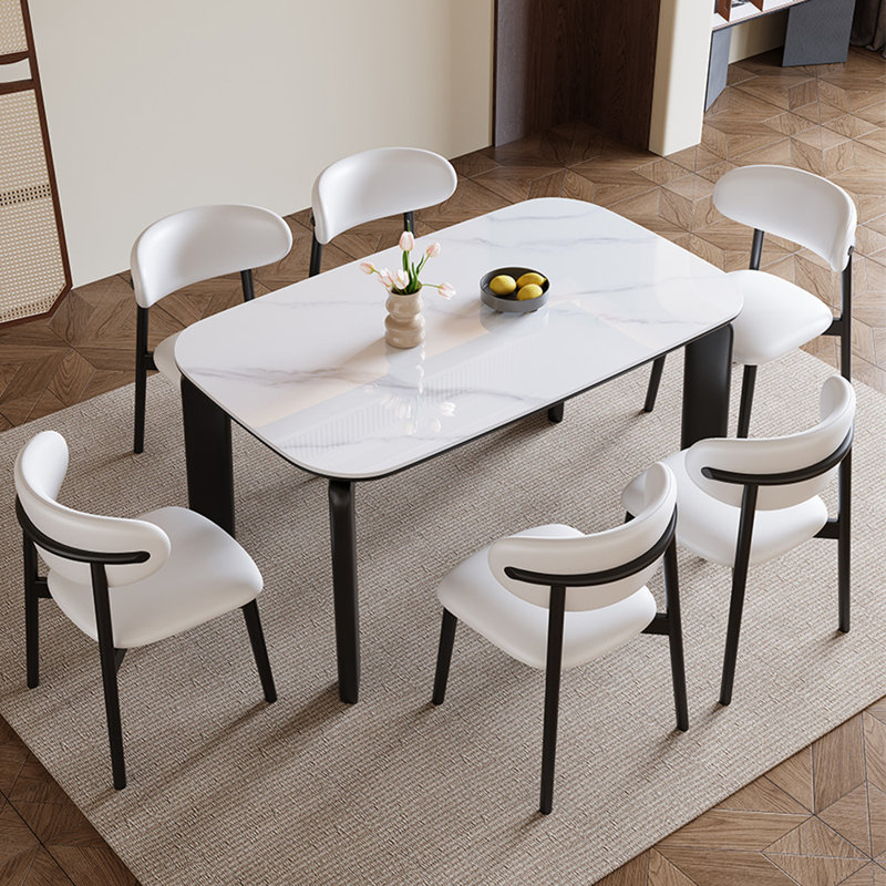 Ensemble de salle à manger de luxe en ardoise moderne et minimaliste, H 29,9 po x L 63 po x l 35,4 po