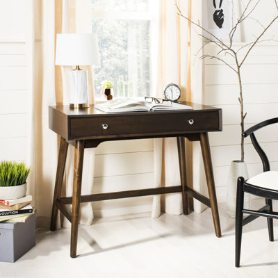 Bureau d'écriture Elegant Dannay - Bureau moderne compact avec tiroir, pieds évasés, rangement coulissant à fermeture en douceur