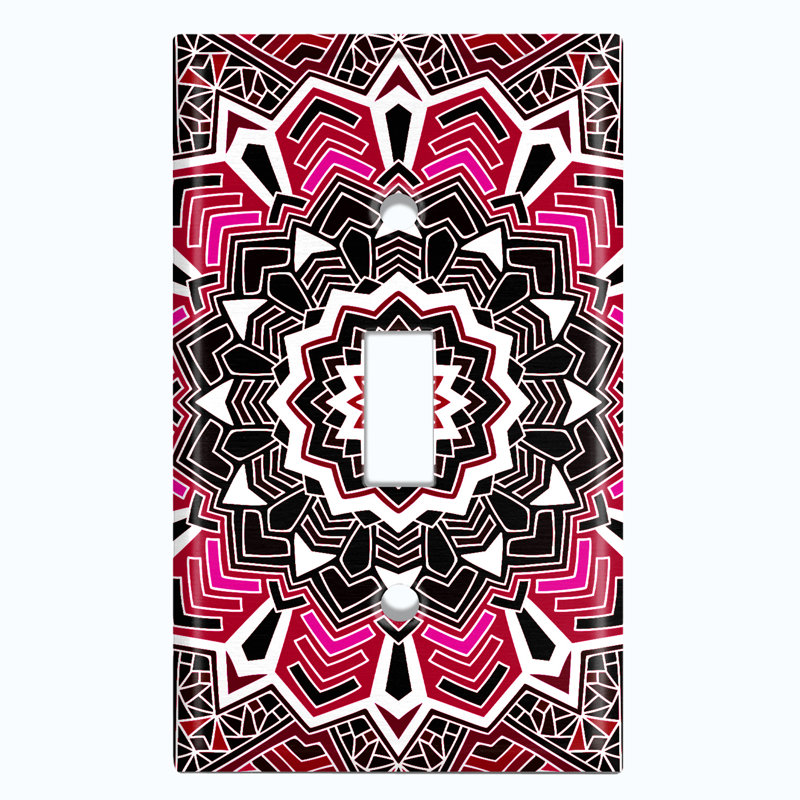 Patterned 1 - Gang Toggle Light Switch Standard Wall Plate, Pink Red