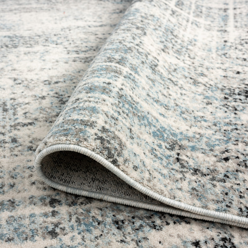 Abstract Area Rug in Grey, Rectangle 2' x 3'