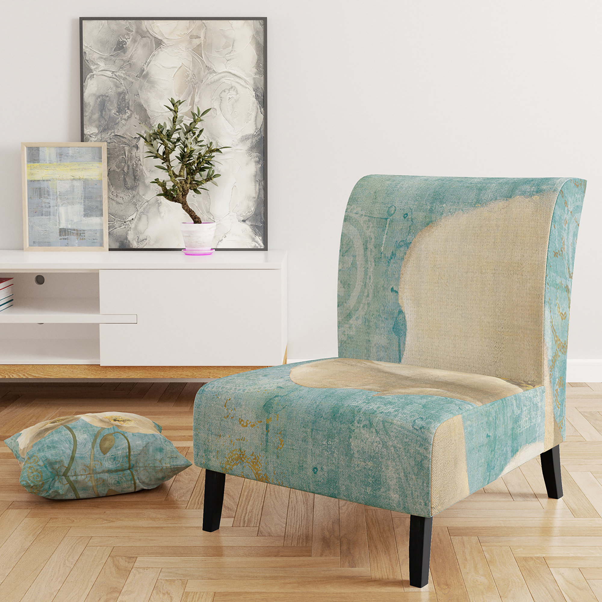 East Urban Home Bouquet Poppies on Paisley II - Cottage Upholstered Slipper  Chair | Wayfair, image size:2000x2000