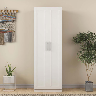 High wardrobe and kitchen cabinet with 2 doors and 3 partitions to separate 4 storage spaces by Red Barrel Studio