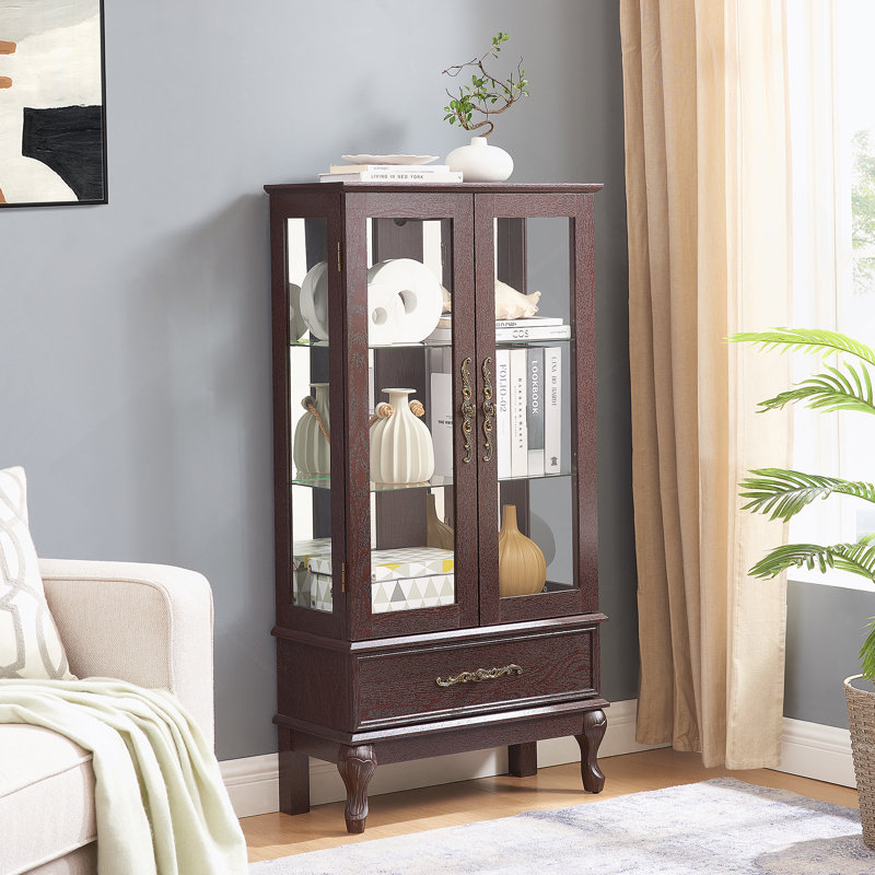 Armoire vitrée avec porte vitrée Curio, Cerisier