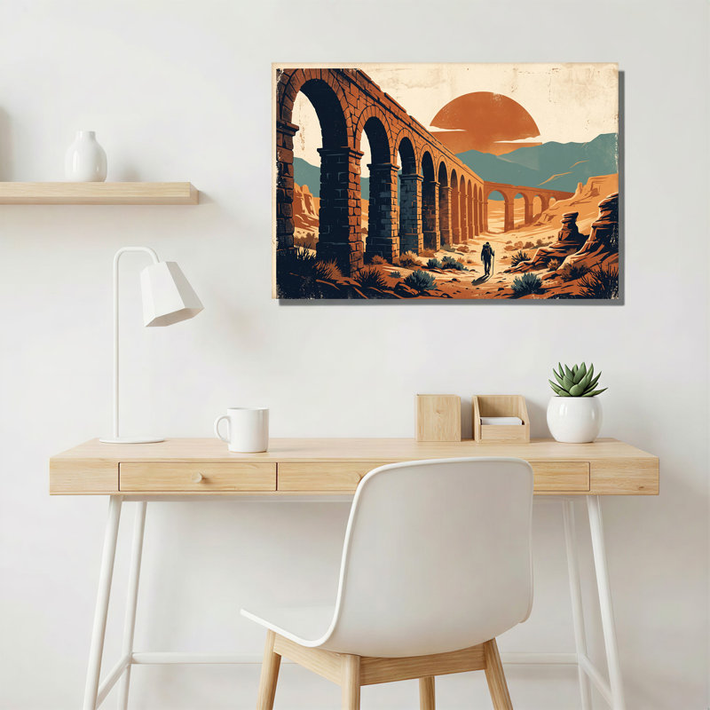 Art mural rétro sur toile, aqueduc en pierre, 24"H x 36"W