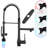 Kitchen Faucet with LED Single Handle Kitchen Sink Faucet with Pull Down Sprayer Commercial Double-Headed Kitchen Faucets Sink with Deck Plate-115750768