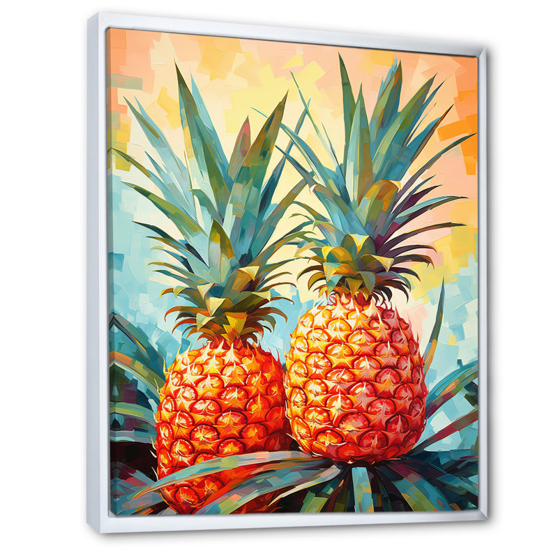 Sérénade ensoleillée à l'ananas, Cadre flottant blanc, H 40 po x l 30 po x P 1,5 po