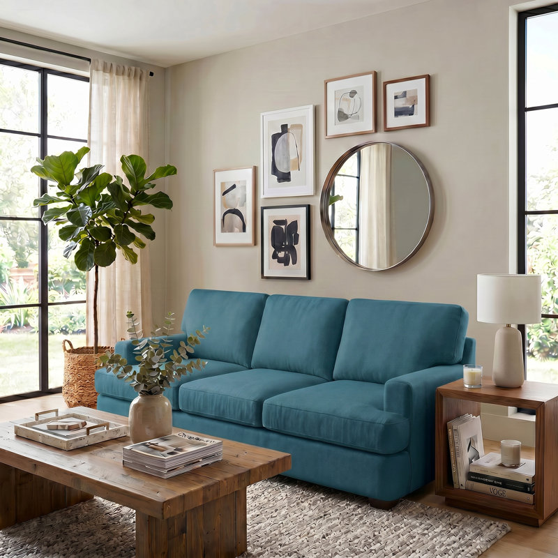 Emilio Upholstered 90'' Sofa, Bayou Midnight Canvas
