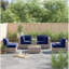 Fully Assembled HDPE Wicker Patio Conversation Set With Cushions, Seats 4