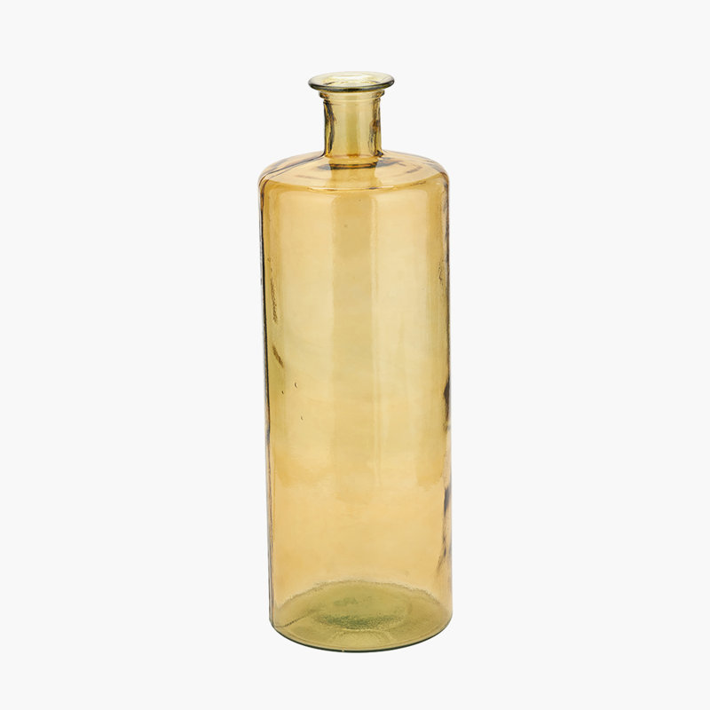 Handmade Glass Floor Vase, Yellow