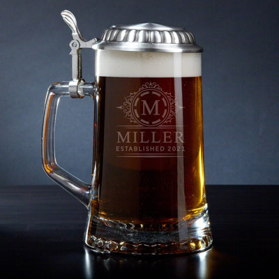 Benavidez 16 oz. Chope à bière en verre avec couvercle