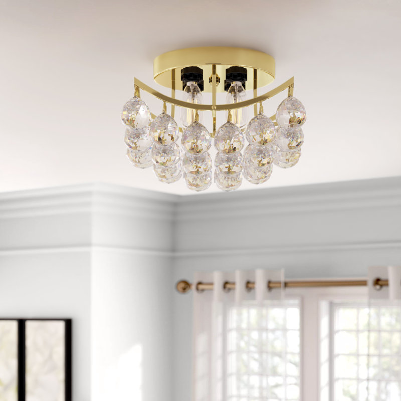 Plafonnier semi-encastré géométrique unique à 4 lumières de 10 po Hatton, Or, Coupe royale