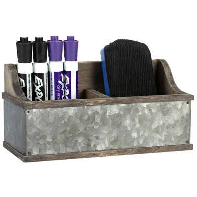 Iron Solid Wood Magnetic Reclaimed Style Markers Desk Organiser