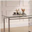 Table de salle à manger 51 "moderne en verre rectangulaire minimaliste pour 4 à 6 personnes avec plateau en verre trempé de 0,31" et pieds en métal chromé argenté-9466873
