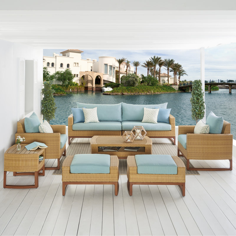 Milana Outdoor 8 - Piece Conversation Set, Canvas Spa Sunbrella® Canvas