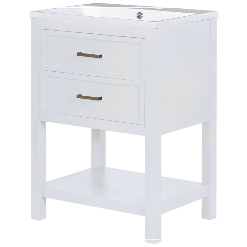Bathroom Vanity with Top Sink,  Bathroom Storage Cabinet with 2 Drawers, Single Sink Bathroom Vanity