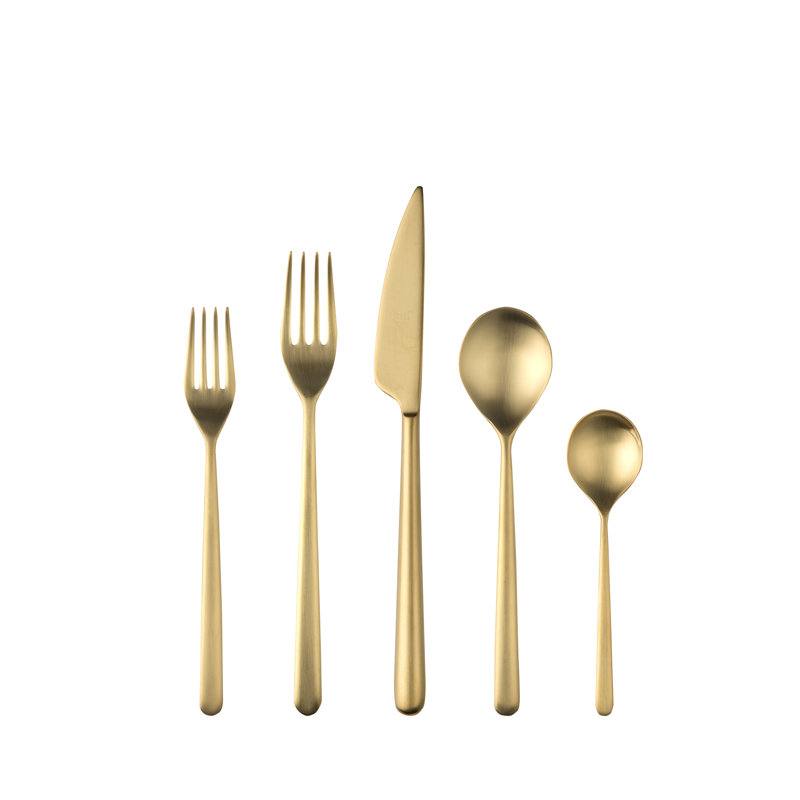Linea 5 - Piece Stainless Steel Flatware Set - Service for 1, Ice Gold