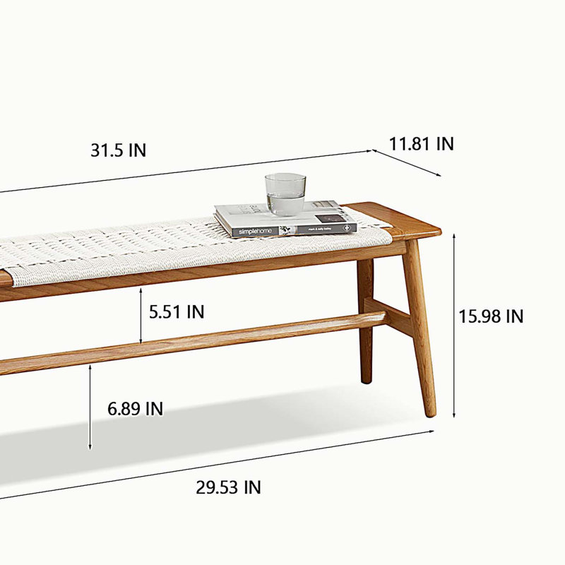 Banc de salle à manger Design en bois de chêne naturel pour salle à manger, chambre à coucher, salle de bain (blanc), Blanc
