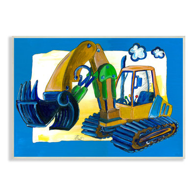 " Yellow Excavator With Blue Border " by Bealook Kids