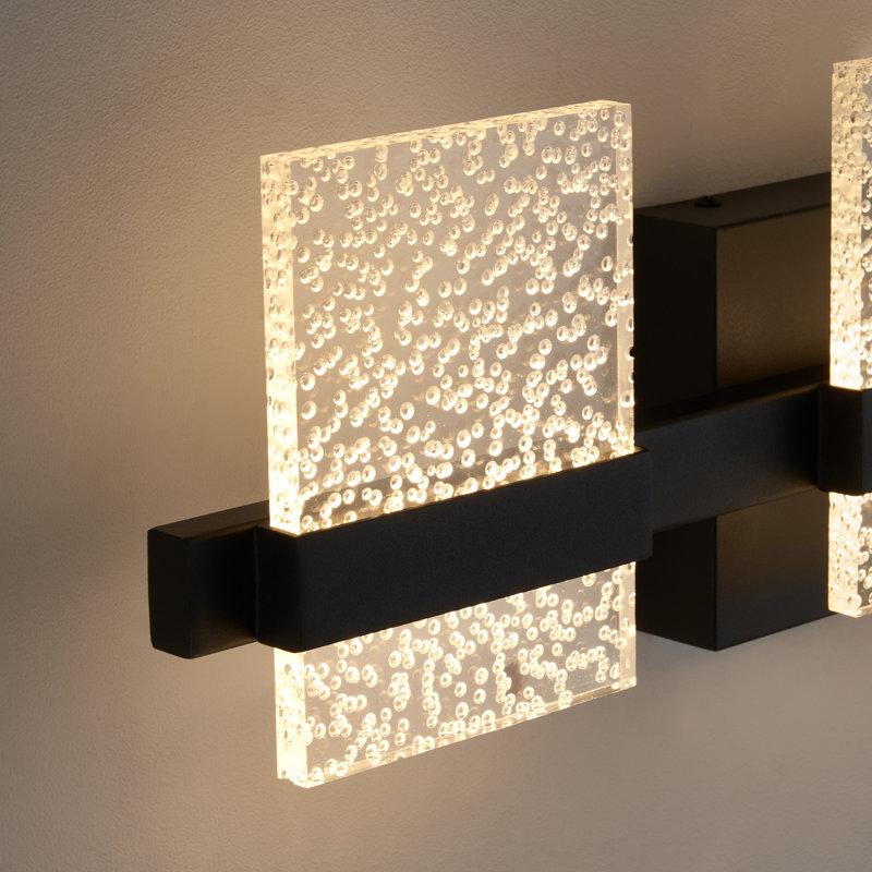 Meuble-lavabo à lumière DEL avec abat-jour en acrylique Andreamarie, Noir, Trois lumières