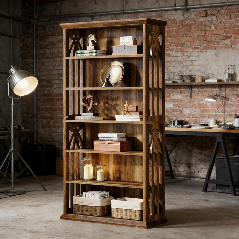 Storage Cabinet,Farmhouse Style Display Shelves,Spacious Bookshelf