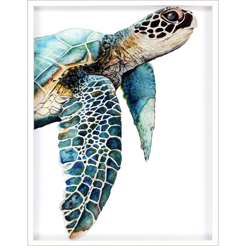 Great Sea Turtle White Print Wall Art
