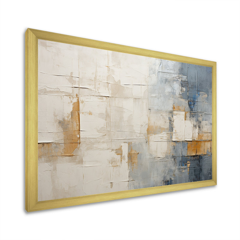 Minimalisme beige et doré scandinave I - art mural scandinave, Cadre doré simple, H 24 po x l 32 po x P 1 po