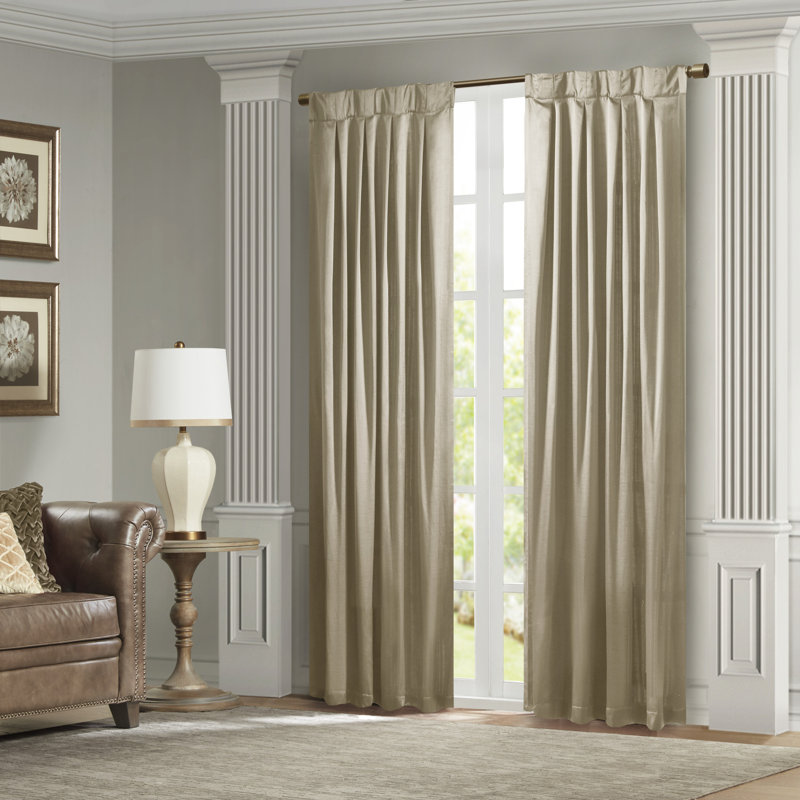 Panneau de rideau simple avec attaches Avignon Croscill Classics, L 26 po x L 96 po, Champagne