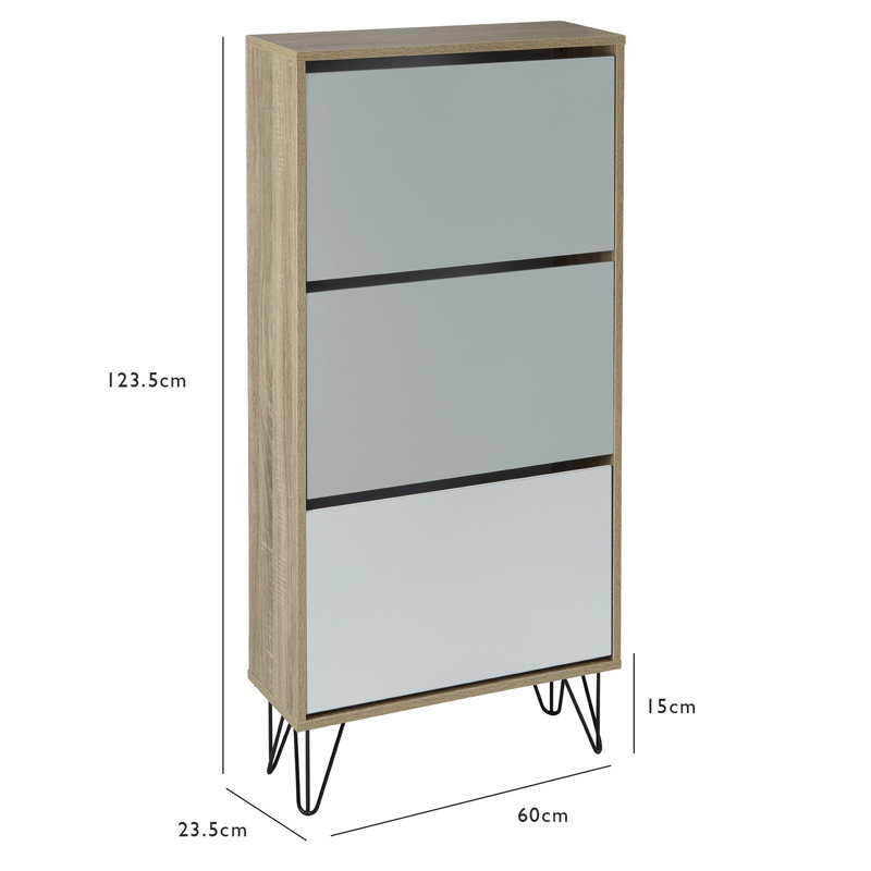 Azeil Flip Down Shoe Storage, Beige/Gray, 3 Shelves