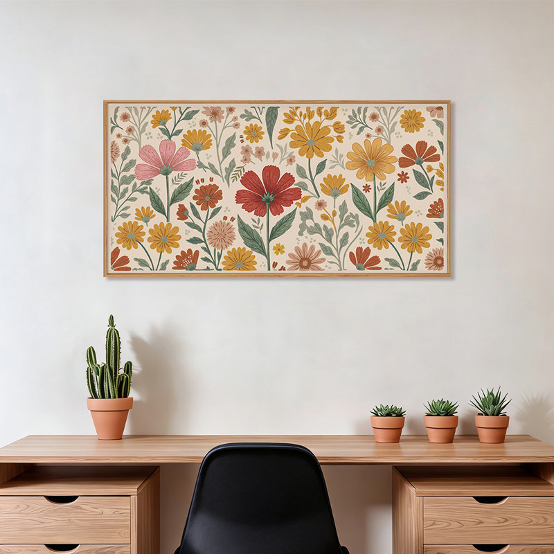 Grand art mural encadré sur toile Boho