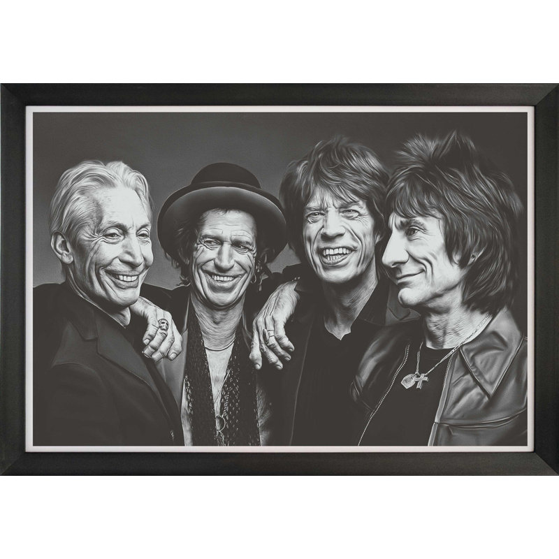 Les Rolling Stones - Portrait de bande - Reproduction d'art encadrée (33,5 po x 23,5 po)