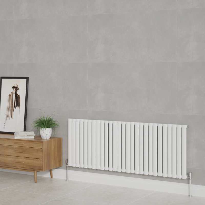 Shirly Horizontal Oval Panel Radiators, 60cm H x 159.3cm W, Gloss White, 1