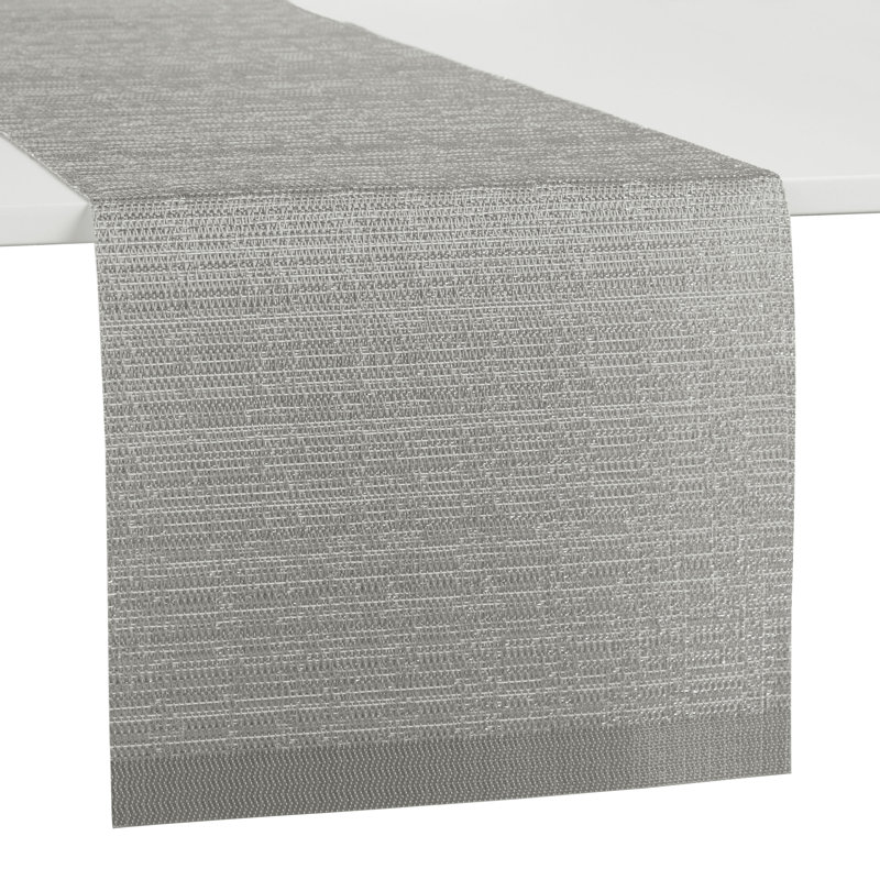 Chico Town & Country Washable Coiled Woven Vinyl Indoor Outdoor Table Runner, 13"X90", Silver, Gray, 90" L x 13" W