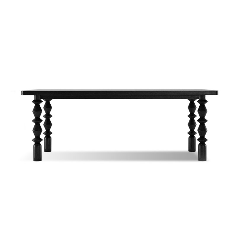 Rectangular Solid Wood Dining Table, Black, 29.53"H x 78.74"L x 31.5"W