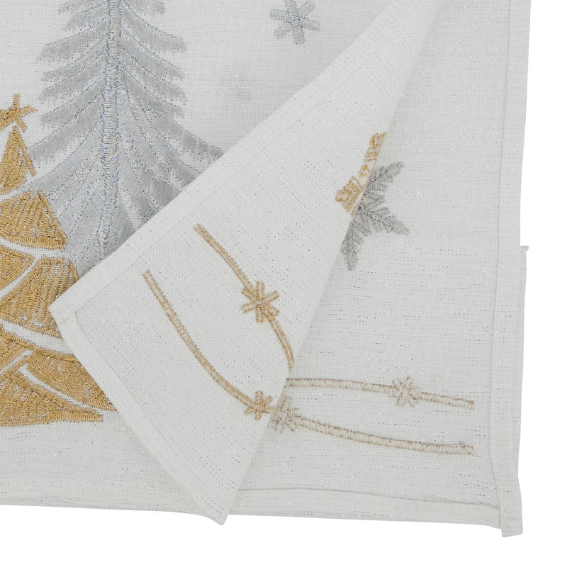 Frosty Festivities Christmas Trees And Snowflakes Table Runner
