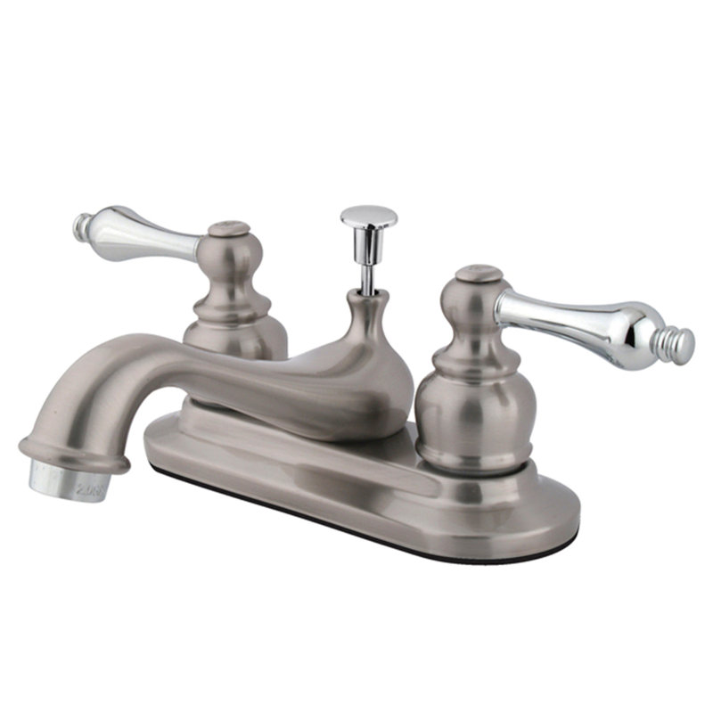 Elizabeth Centerset Bathroom Faucet with Drain Assembly, Brushed Nickel/Polished Chrome