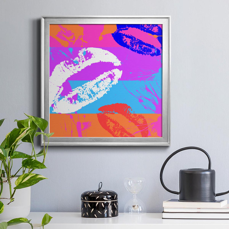 Baiser - Cadre photo, reproduction d'art sur toile, H 34,5 po x l 34,5 po x P 1,5 po, Argent
