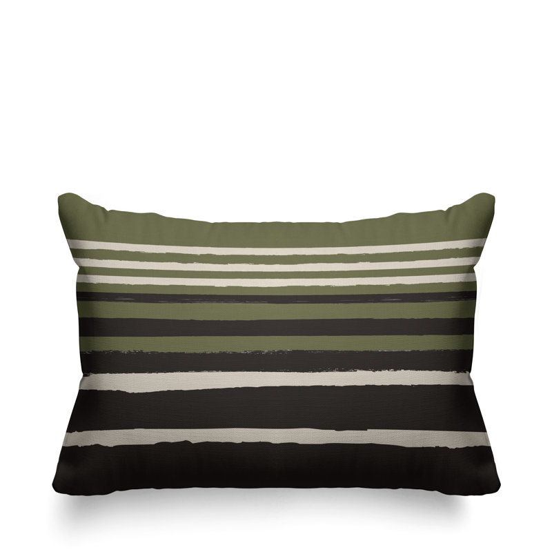 Coussin décoratif abstrait / minimaliste intérieur / extérieur, 14 po x 20 po, Vert, Rectangulaire