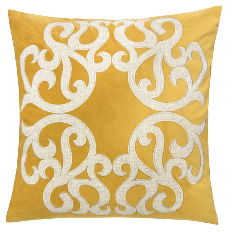  Square Velvet Pillow Cover & Insert, Yellow