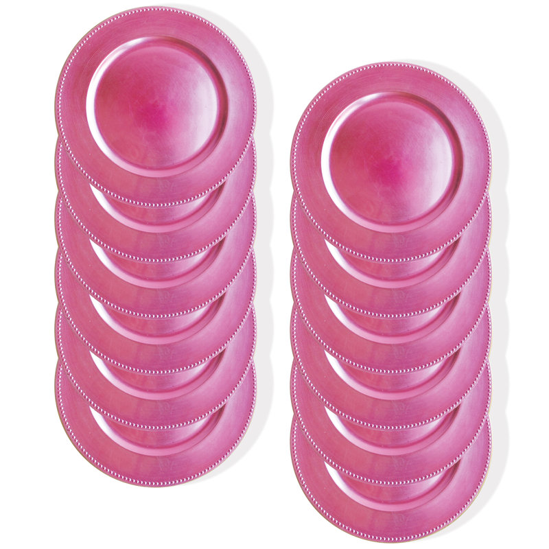 Plat de présentation perlé rose 13 po, Rose